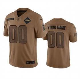 Cheap Men\'s Seattle Seahawks Active Player Custom 2023 Brown Salute To Service Limited Stitched Jersey