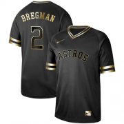 Wholesale Cheap Nike Astros #2 Alex Bregman Black Gold Authentic Stitched MLB Jersey