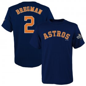 Wholesale Cheap Houston Astros #2 Alex Bregman Majestic Youth 2019 World Series Bound Name & Number T-Shirt Navy