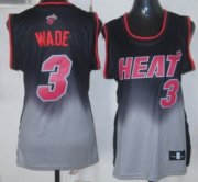 Wholesale Cheap Miami Heat #3 Dwyane Wade Black/Gray Fadeaway Fashion Womens Jersey