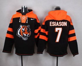 Wholesale Cheap Nike Bengals #7 Boomer Esiason Black Player Pullover NFL Hoodie