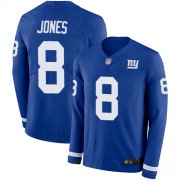 Wholesale Cheap Nike Giants #8 Daniel Jones Royal Blue Team Color Men's Stitched NFL Limited Therma Long Sleeve Jersey