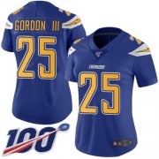Wholesale Cheap Nike Chargers #25 Melvin Gordon III Electric Blue Women's Stitched NFL Limited Rush 100th Season Jersey