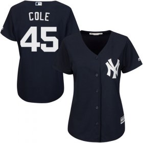 Wholesale Cheap Yankees #45 Gerrit Cole Navy Blue Alternate Women\'s Stitched MLB Jersey