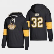 Wholesale Cheap Los Angeles Kings #32 Jonathan Quick Black adidas Lace-Up Pullover Hoodie