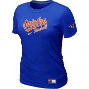 Wholesale Cheap Women's Baltimore Orioles Nike Short Sleeve Practice MLB T-Shirt Blue