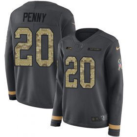 Wholesale Cheap Nike Seahawks #20 Rashaad Penny Anthracite Salute to Service Women\'s Stitched NFL Limited Therma Long Sleeve Jersey