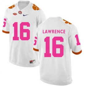 Wholesale Cheap Clemson Tigers 16 Trevor Lawrence White Breast Cancer Awareness College Football Jersey