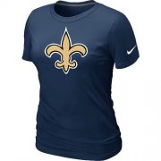 Wholesale Cheap Women's Nike New Orleans Saints Logo NFL T-Shirt Dark Blue