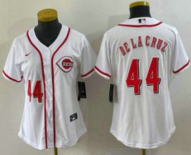 Wholesale Cheap Women\'s Cincinnati Reds #44 Elly De La Cruz Number White With Patch Cool Base Stitched Jersey