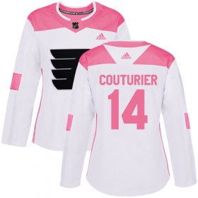 Wholesale Cheap Adidas Flyers #14 Sean Couturier White/Pink Authentic Fashion Women\'s Stitched NHL Jersey