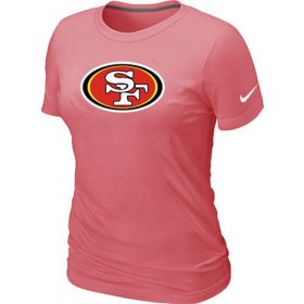 Wholesale Cheap Women\'s Nike San Francisco 49ers Pink Logo T-Shirt