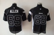 Wholesale Cheap Vikings #69 Jared Allen Black Shadow Stitched NFL Jersey