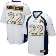 Wholesale Cheap Nike Broncos #22 C.J. Anderson White Men's Stitched NFL Game Super Bowl 50 Collection Jersey