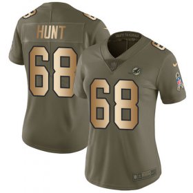 Wholesale Cheap Nike Dolphins #68 Robert Hunt Olive/Gold Women\'s Stitched NFL Limited 2017 Salute To Service Jersey