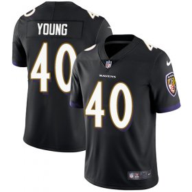 Wholesale Cheap Nike Ravens #40 Kenny Young Black Alternate Men\'s Stitched NFL Vapor Untouchable Limited Jersey