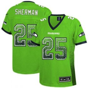 Wholesale Cheap Nike Seahawks #25 Richard Sherman Green Women\'s Stitched NFL Elite Drift Fashion Jersey