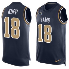 Wholesale Cheap Nike Rams #18 Cooper Kupp Navy Blue Team Color Men\'s Stitched NFL Limited Tank Top Jersey