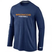 Wholesale Cheap Nike Denver Broncos Authentic Font Long Sleeve T-Shirt Dark Blue