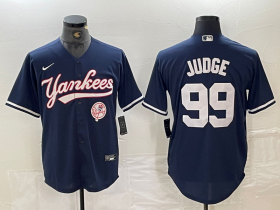 Cheap Men\'s New York Yankees #99 Aaron Judge Navy With Patch Cool Base Stitched Baseball Jersey