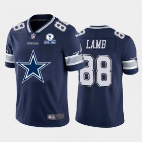 Wholesale Cheap Dallas Cowboys #88 CeeDee Lamb Navy Blue Men\'s Nike Big Team Logo With Established In 1960 Patch Vapor Limited NFL Jersey