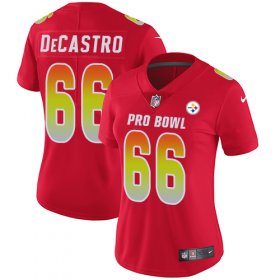 Wholesale Cheap Nike Steelers #66 David DeCastro Red Women\'s Stitched NFL Limited AFC 2018 Pro Bowl Jersey