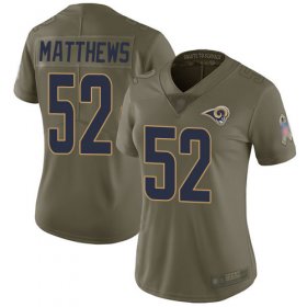 Wholesale Cheap Nike Rams #52 Clay Matthews Olive Women\'s Stitched NFL Limited 2017 Salute to Service Jersey