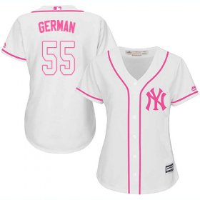 Wholesale Cheap Yankees #55 Domingo German White/Pink Fashion Women\'s Stitched MLB Jersey