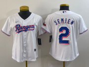 Cheap Women's Texas Rangers #2 Marcus Semien White 2024 Gold Collection Limited Cool Base Jersey