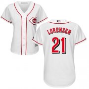Wholesale Cheap Reds #21 Michael Lorenzen White Home Women's Stitched MLB Jersey