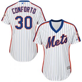 Wholesale Cheap Mets #30 Michael Conforto White(Blue Strip) Alternate Women\'s Stitched MLB Jersey