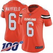 Wholesale Cheap Nike Browns #6 Baker Mayfield Orange Alternate Women's Stitched NFL 100th Season Vapor Limited Jersey