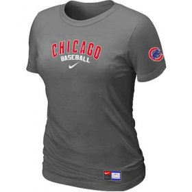 Wholesale Cheap Women\'s Chicago Cubs Nike Short Sleeve Practice MLB T-Shirt Crow Grey