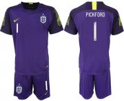Wholesale Cheap England #1 Pickford Purple Goalkeeper Soccer Country Jersey