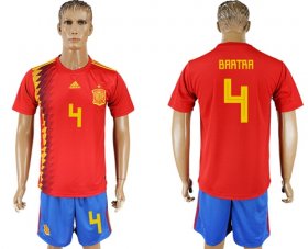 Wholesale Cheap Spain #4 Bartra Home Soccer Country Jersey