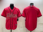 Wholesale Cheap Men's Atlanta Falcons Blank Red With Patch Cool Base Stitched Baseball Jersey