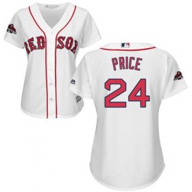 Wholesale Cheap Red Sox #24 David Price White Home 2018 World Series Women\'s Stitched MLB Jersey