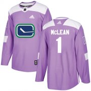 Wholesale Cheap Adidas Canucks #1 Kirk Mclean Purple Authentic Fights Cancer Stitched NHL Jersey