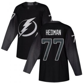 Wholesale Cheap Adidas Lightning #77 Victor Hedman Black Alternate Authentic Stitched NHL Jersey