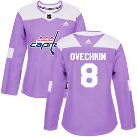 Wholesale Cheap Adidas Capitals #8 Alex Ovechkin Purple Authentic Fights Cancer Women\'s Stitched NHL Jersey