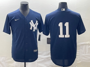 Cheap Men's New York Yankees #11 Anthony Volpe No Name Navy Blue Stitched Cool Base Nike Jersey