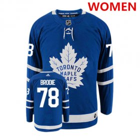 Wholesale Cheap Women\'s Toronto Maple Leafs #78 TJ BRODIE Royal Blue Adidas Stitched NHL Jersey