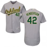 Wholesale Cheap Athletics #42 Dave Henderson Grey Flexbase Authentic Collection Stitched MLB Jersey