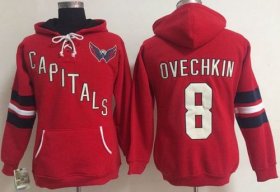 Wholesale Cheap Washington Capitals #8 Alex Ovechkin Red Women\'s Old Time Heidi NHL Hoodie
