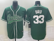 Wholesale Cheap Men's Boston Celtics #33 Larry Bird Green With Patch Stitched Baseball Jersey