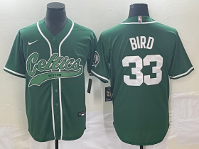 Wholesale Cheap Men\'s Boston Celtics #33 Larry Bird Green With Patch Stitched Baseball Jersey