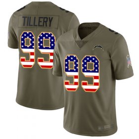 Wholesale Cheap Nike Chargers #99 Jerry Tillery Olive/USA Flag Men\'s Stitched NFL Limited 2017 Salute To Service Jersey