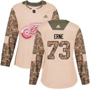 Wholesale Cheap Adidas Red Wings #73 Adam Erne Camo Authentic 2017 Veterans Day Women's Stitched NHL Jersey