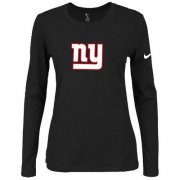 Wholesale Cheap Women's Nike New York Giants Of The City Long Sleeve Tri-Blend NFL T-Shirt Black