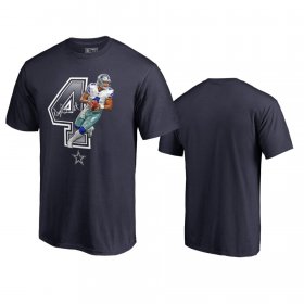 Wholesale Cheap Dallas Cowboys #4 Dak Prescott Navy Men\'s Player Graphic Powerhouse T-Shirt